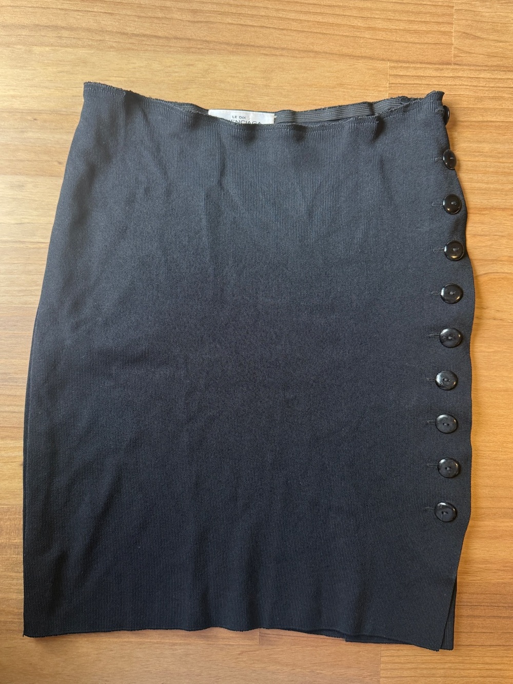 Balenciaga Black Side-Button stretch Pencil Skirt